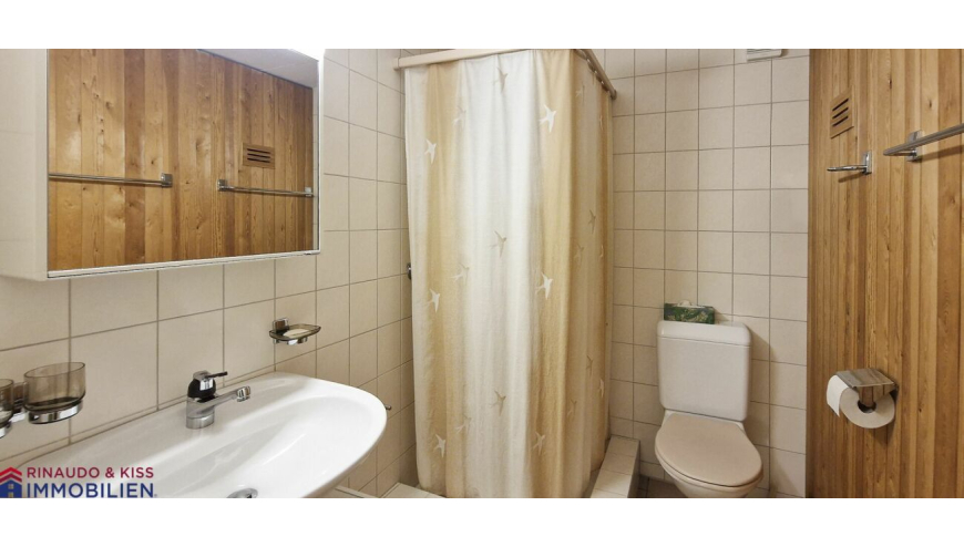 Kleines Bad mit Dusche und WC
