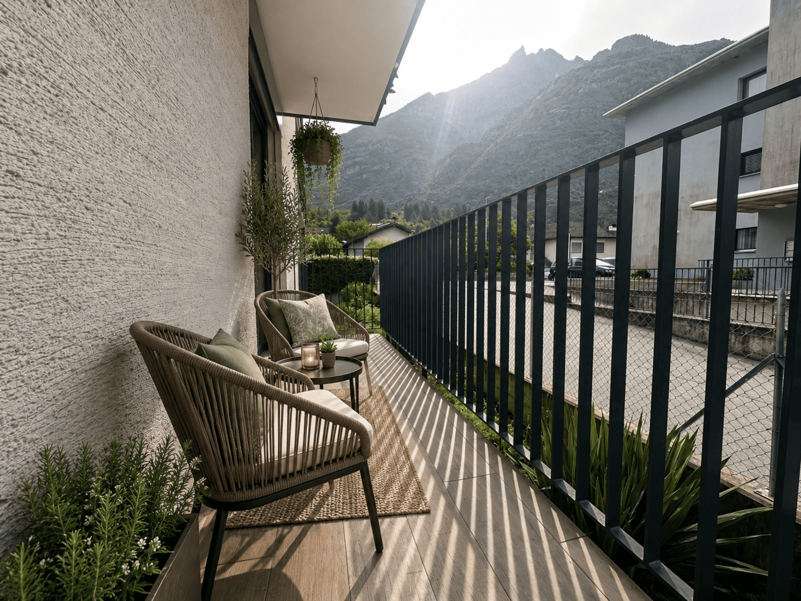 Balkon mit Bergblick
