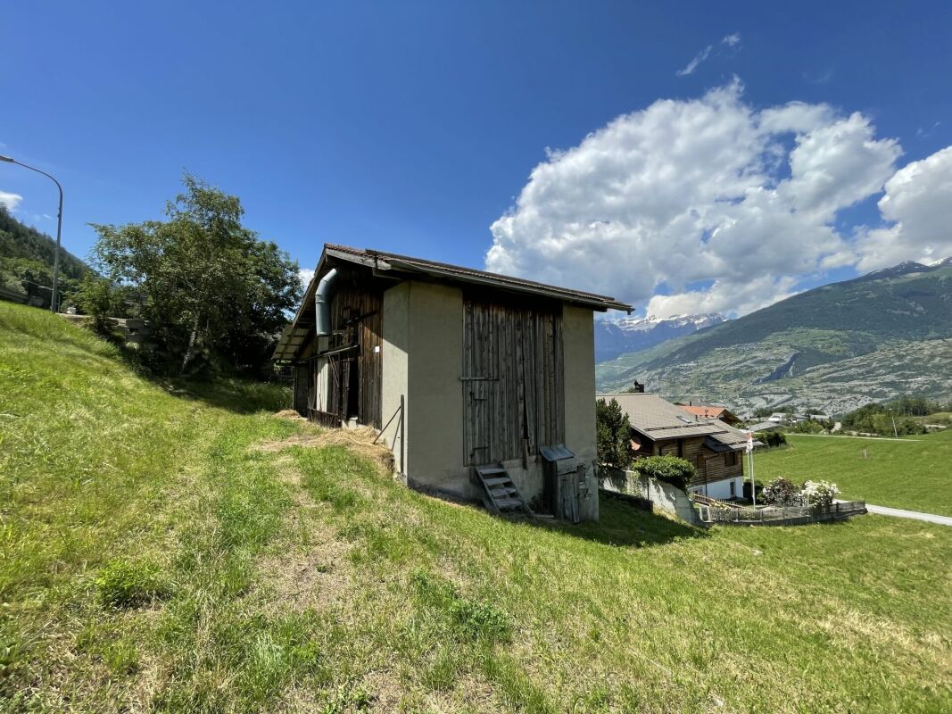 Alte Almhütte am Hang mit Bergpanorama