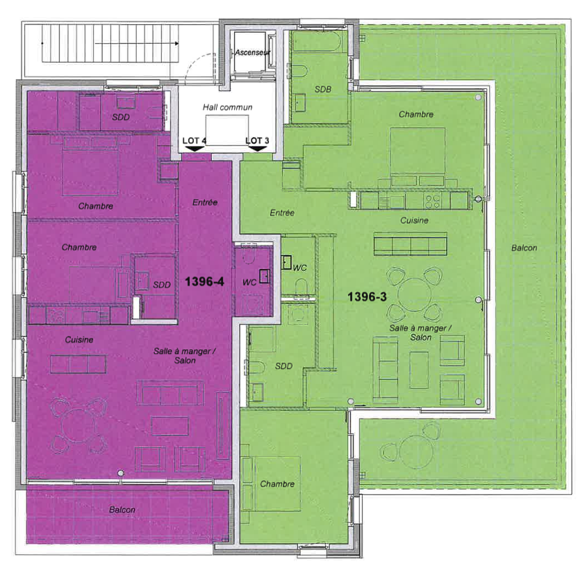 Grundriss einer Wohnung mit zwei Einheiten