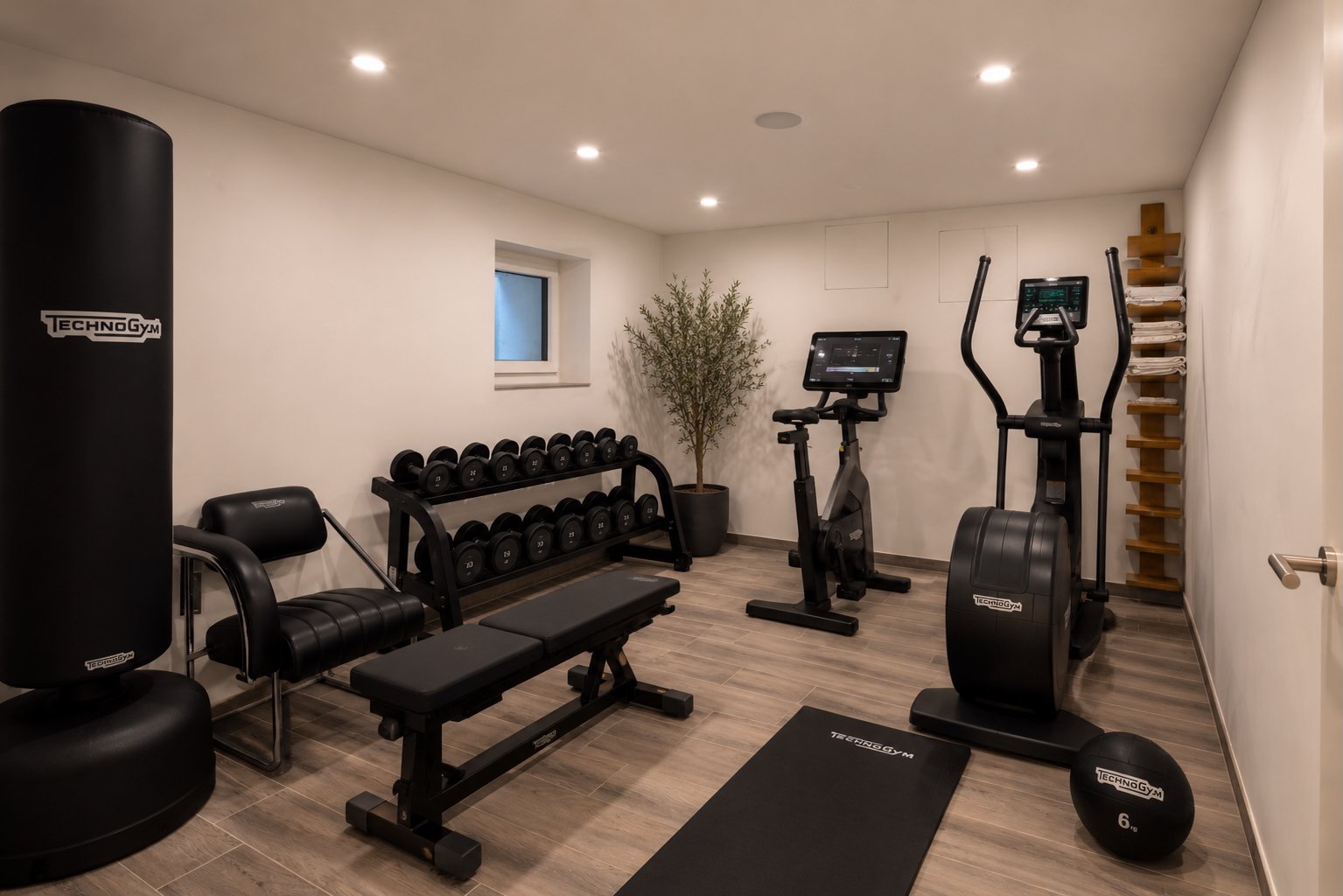 Privater Fitnessraum mit Trainingsgeräten