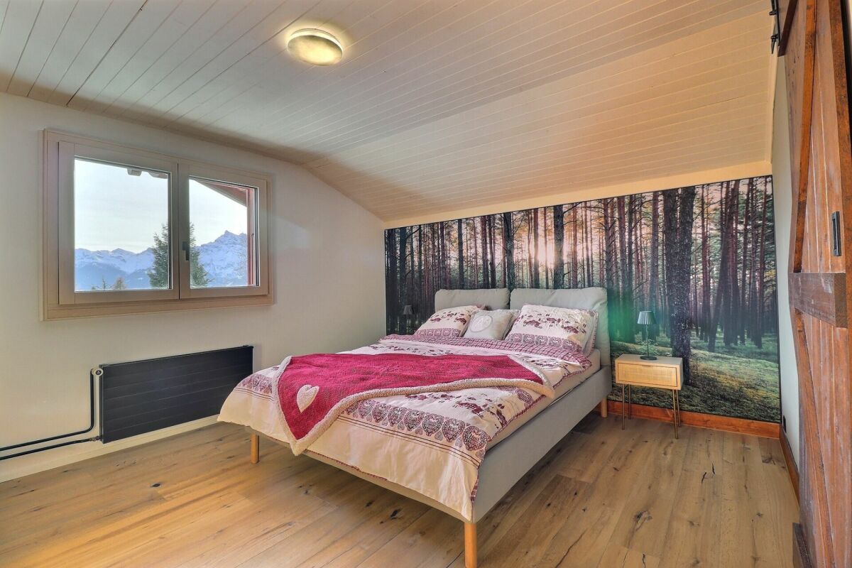 Schlafzimmer mit Bergblick