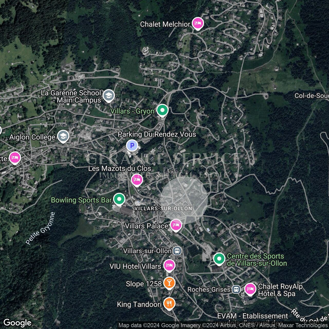 Satellitenkarte eines Alpenorts