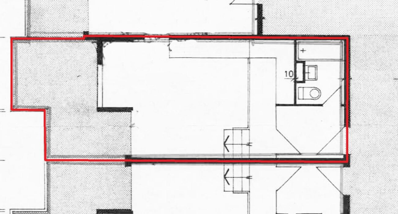 Grundriss eines markierten Wohnungsbereichs
