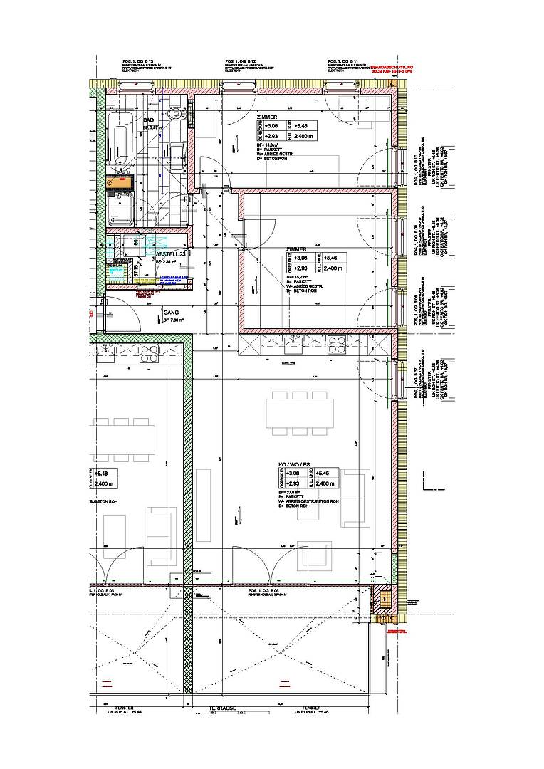 Grundriss einer Wohnung mit Terrasse
