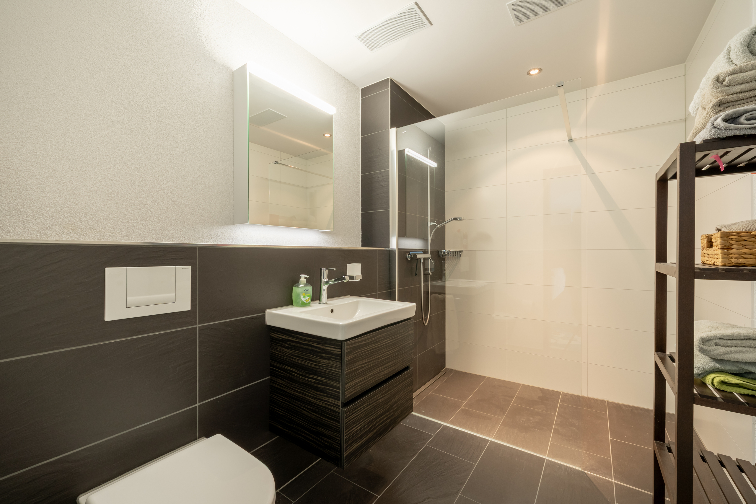 Modernes Badezimmer mit begehbarer Dusche
