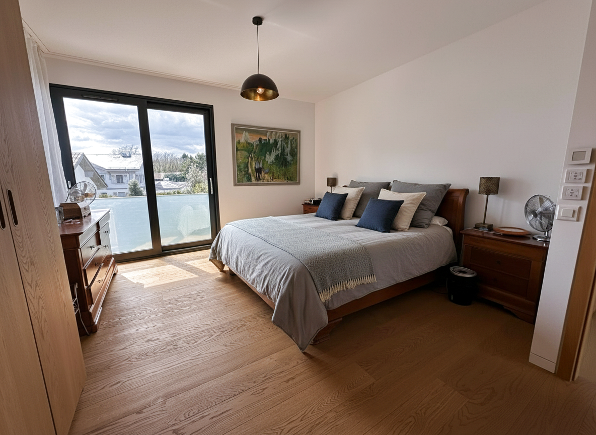 Schlafzimmer mit Balkonzugang