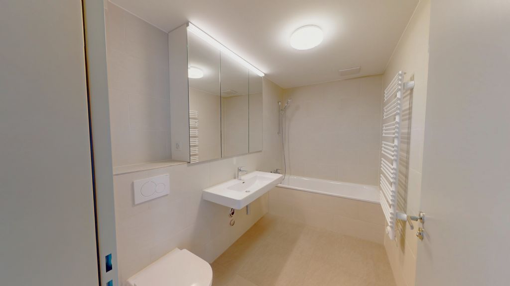 Modernes Badezimmer mit Wanne und Waschtisch