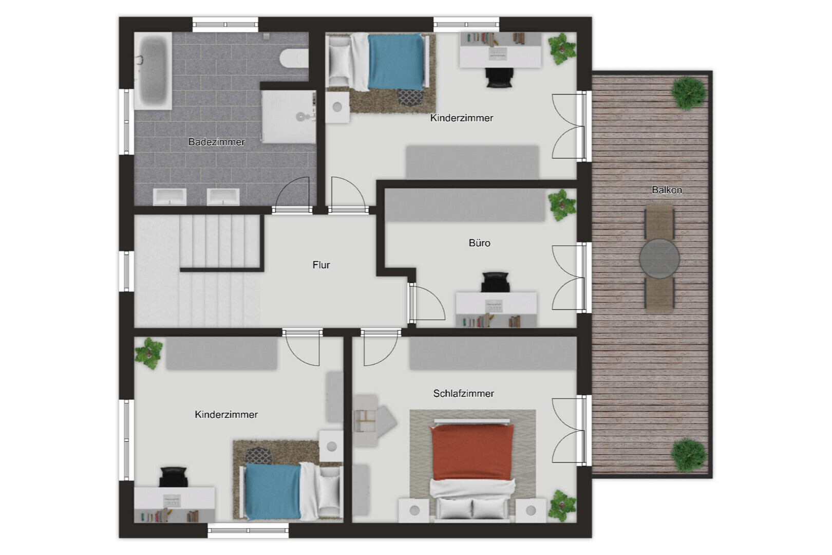 Grundriss einer Wohnung mit Balkon