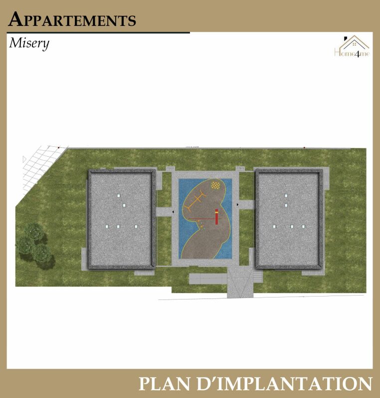 Lageplan mit zwei Gebäuden und Außenfläche