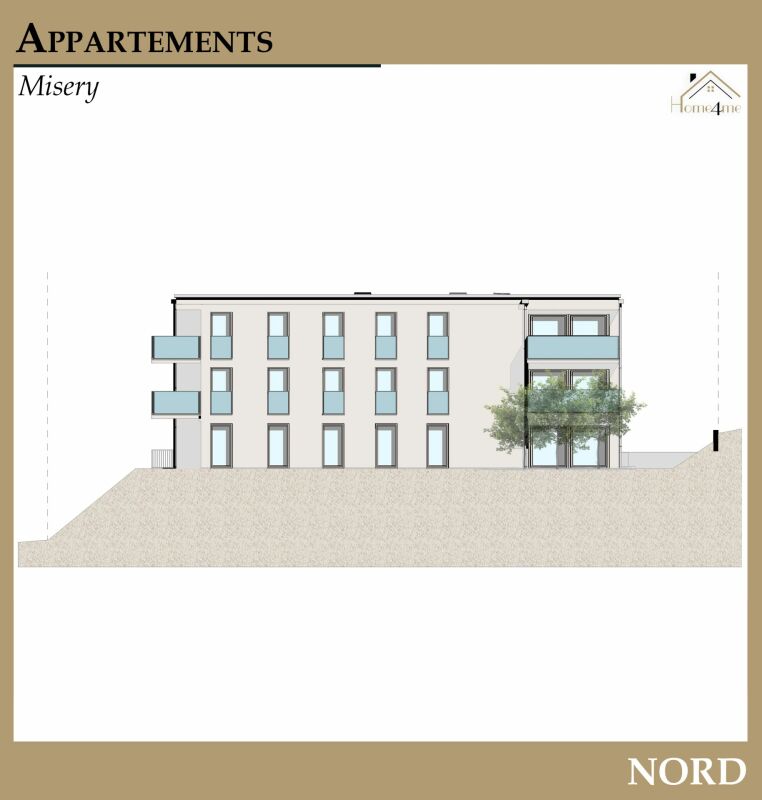 Mehrfamilienhaus-Ansicht mit Nordausrichtung