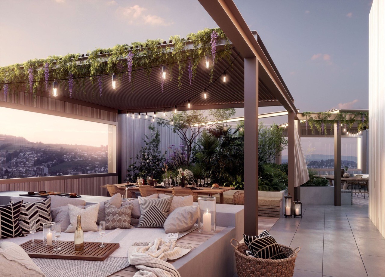 Dachterrasse mit Lounge- und Essbereich