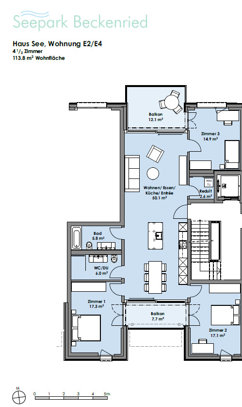 Grundriss einer Wohnung mit Balkon