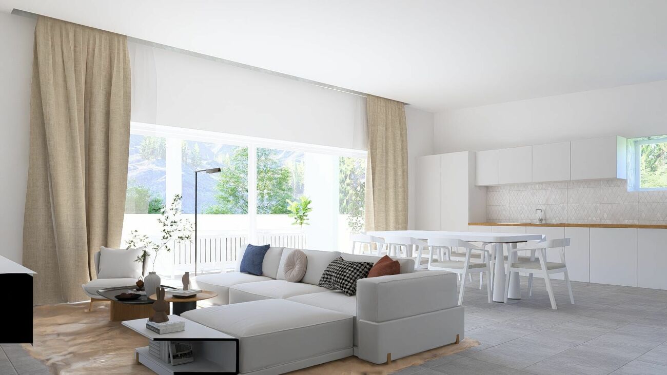 Offener Wohn-Essbereich mit Küche