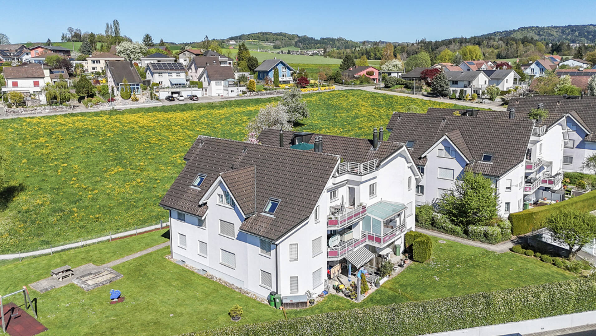 Luftaufnahme eines Wohnquartiers