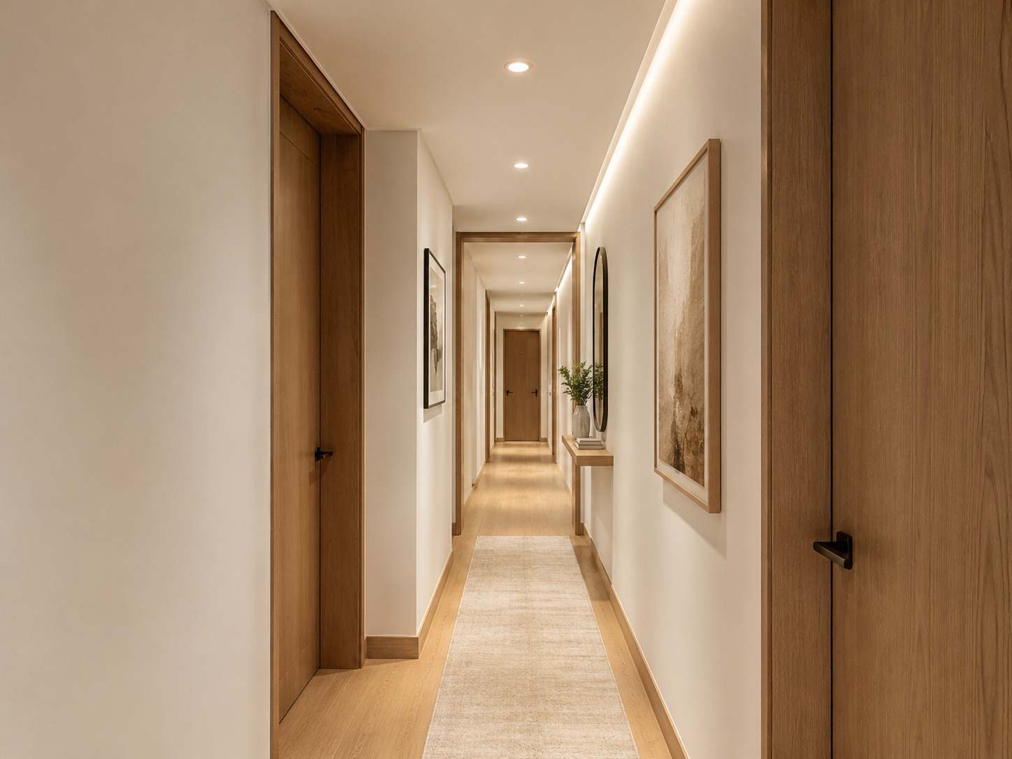 Moderner Flur mit Holzdetails