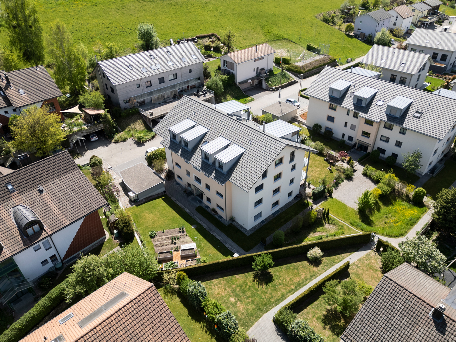 Luftaufnahme eines Wohnquartiers