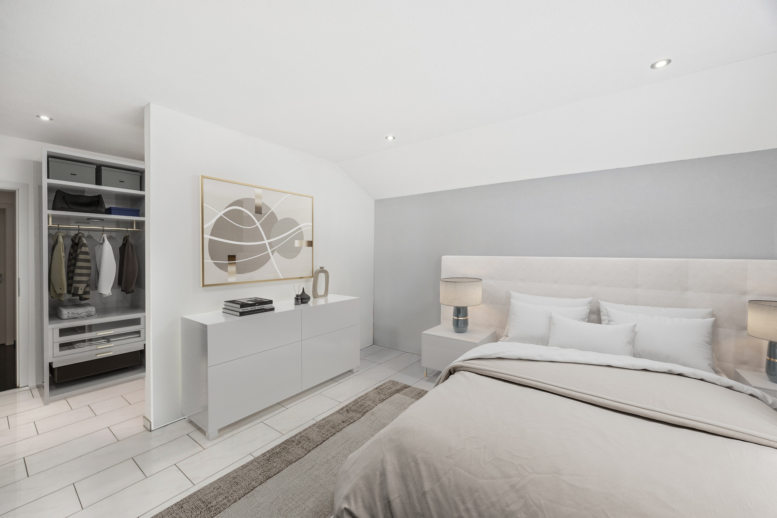 Helles Schlafzimmer mit Ankleide