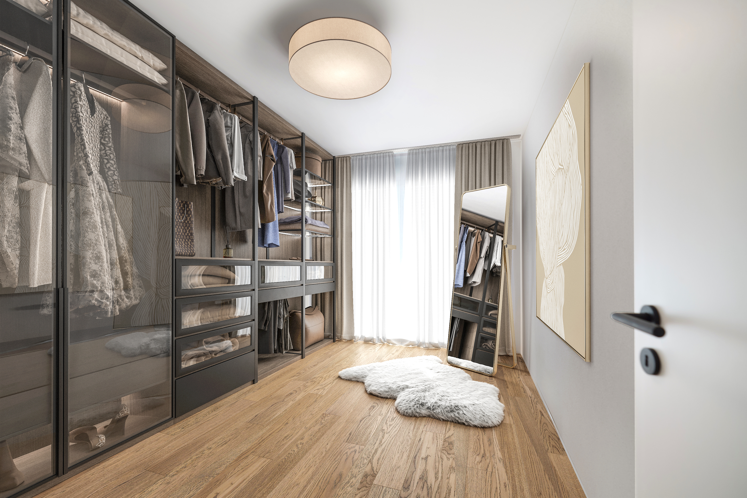 Begehbarer Kleiderschrank mit Tageslicht