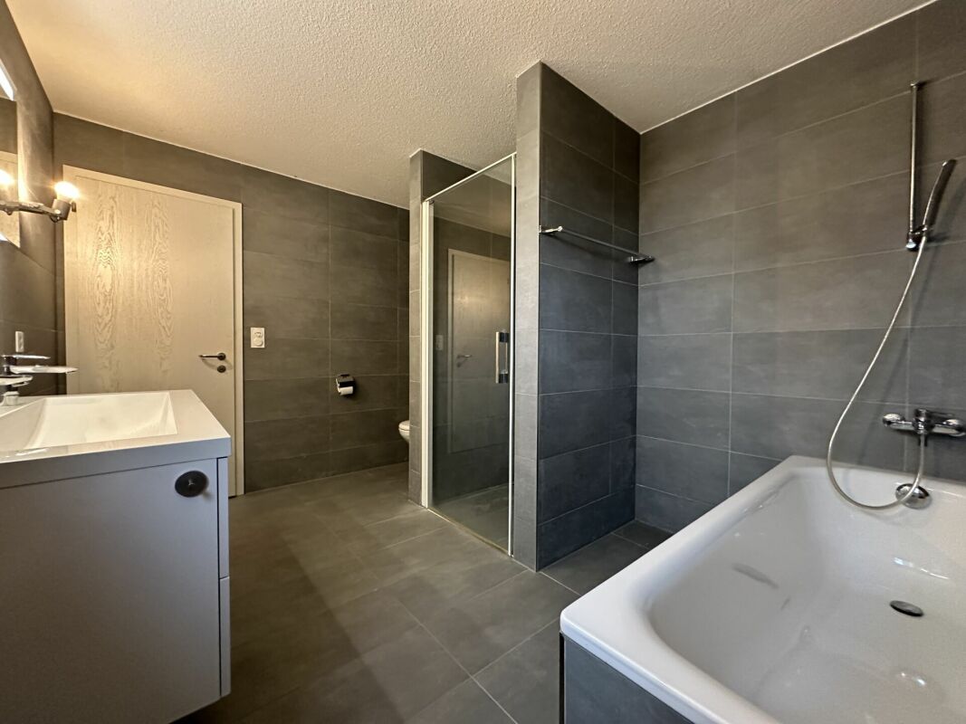 Modernes Badezimmer mit Badewanne und Dusche