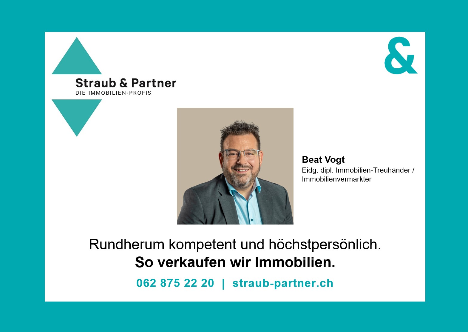 Immobilienmakler-Anzeige mit Porträt