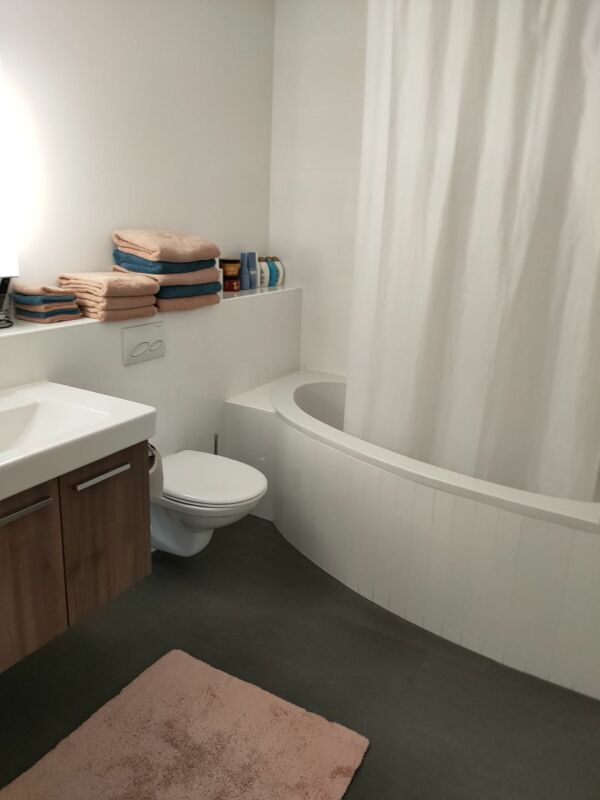 Modernes Badezimmer mit Badewanne und WC