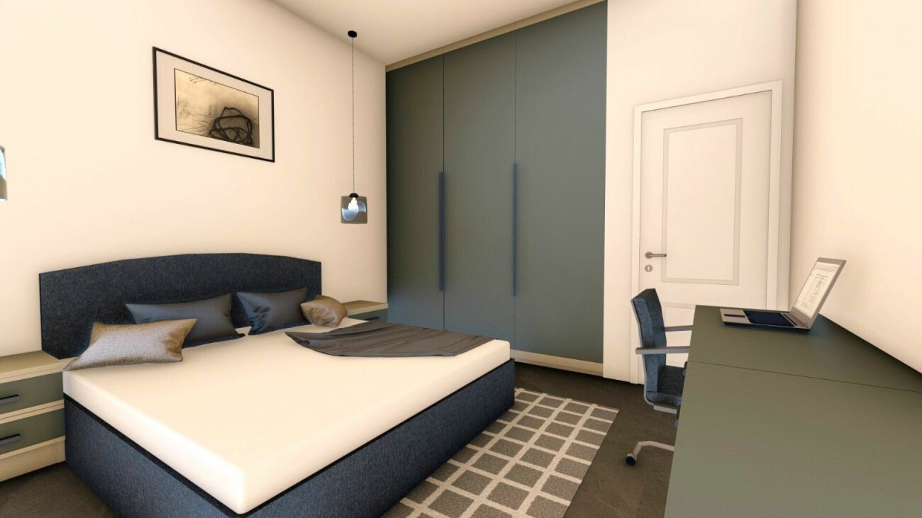 Schlafzimmer mit Arbeitsbereich