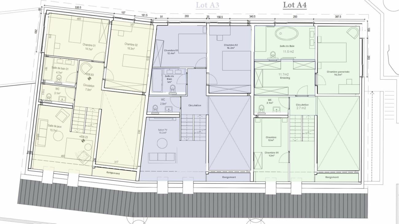Grundriss einer Wohnetage mit mehreren Räumen