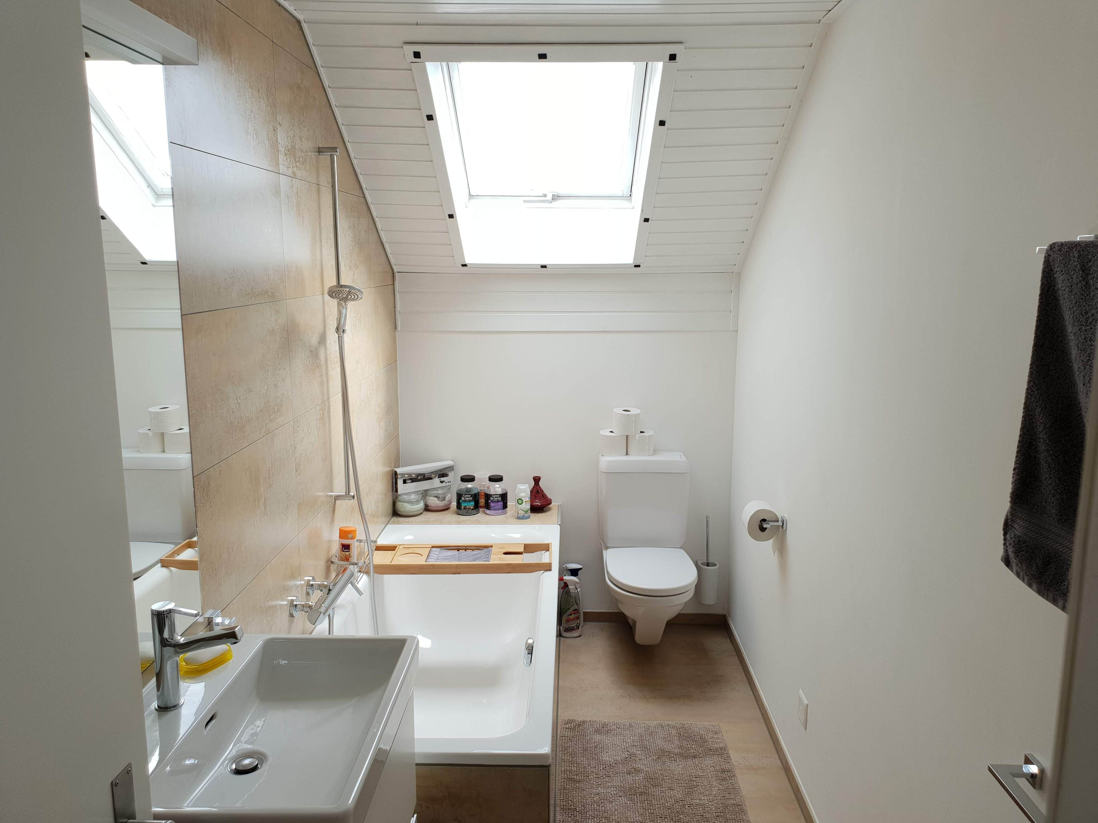 Badezimmer mit Dachfenster