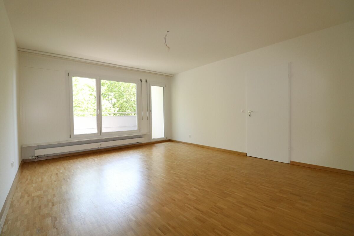 Heller leerer Wohnraum mit Balkonfenster