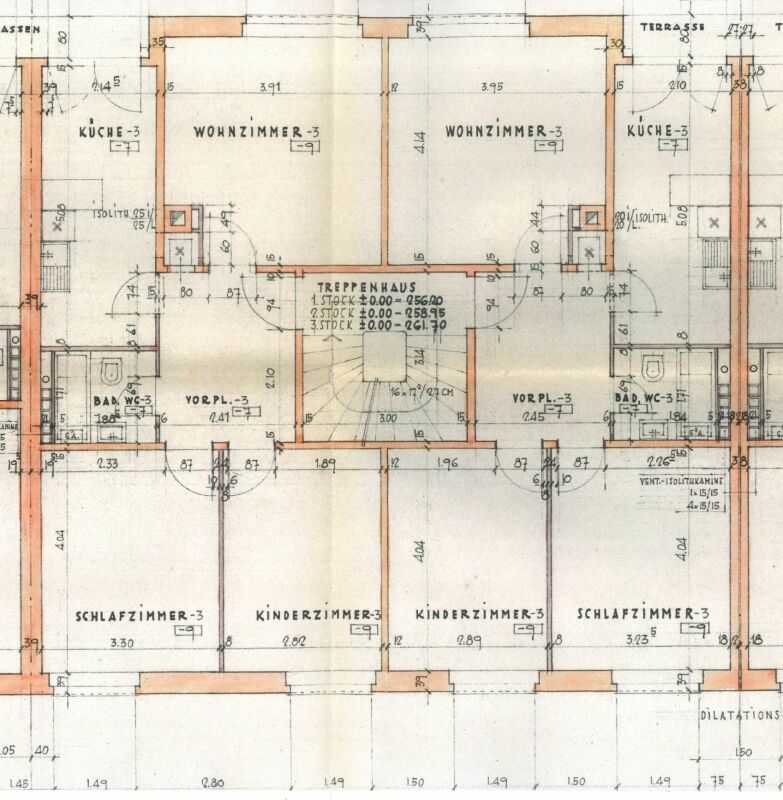 Grundriss eines Mehrfamilienhauses