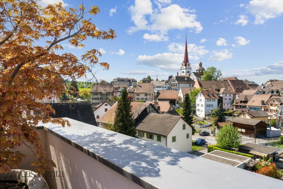 Stadtblick von einem Balkon oder einer Terrasse