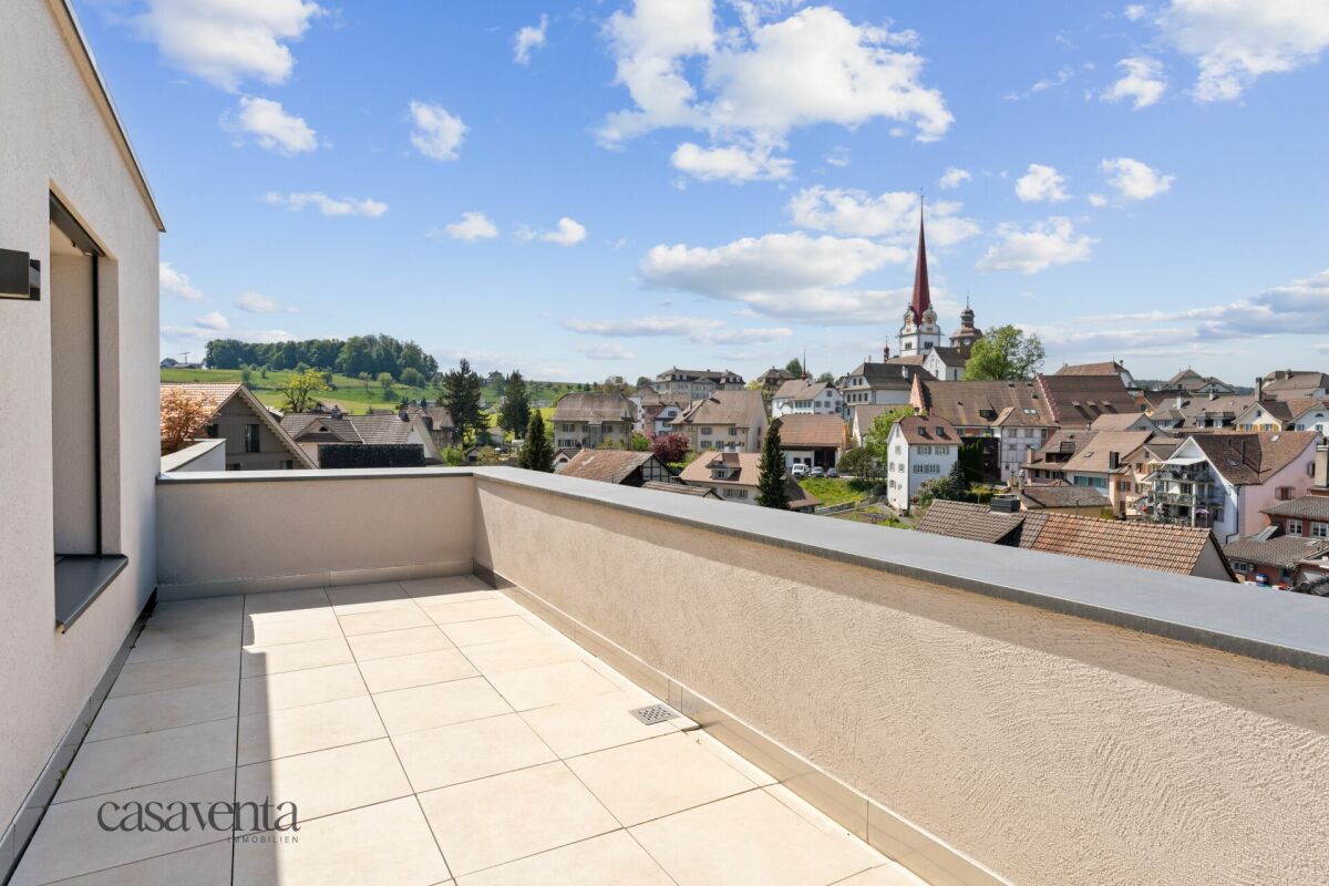 Dachterrasse mit Weitblick über den Ort