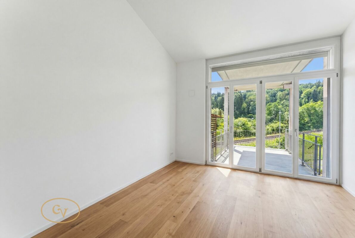 Heller leerer Raum mit Balkonblick