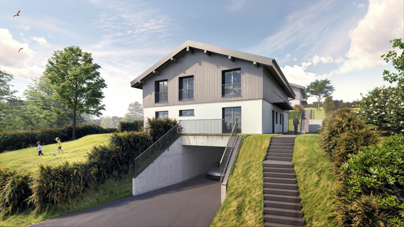 Modernes Einfamilienhaus mit Hanglage und Außengarage