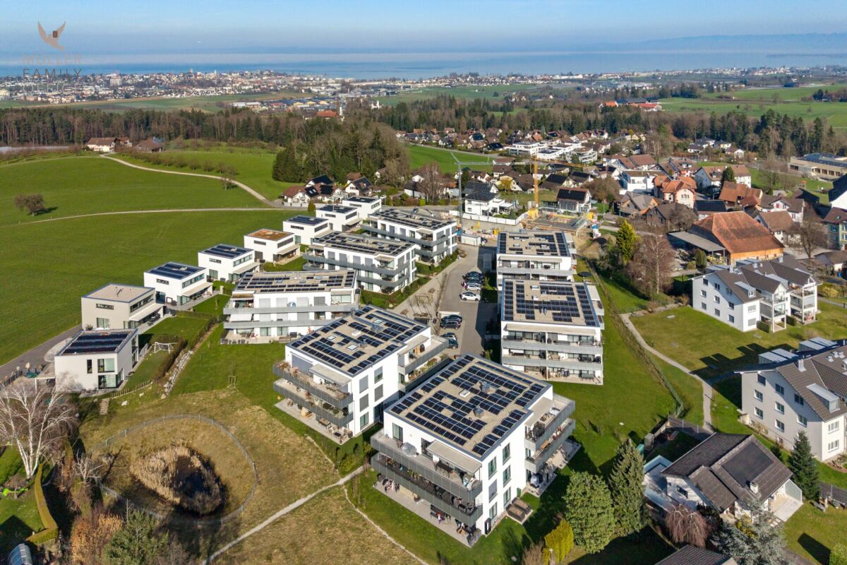 Luftaufnahme eines modernen Wohnquartiers