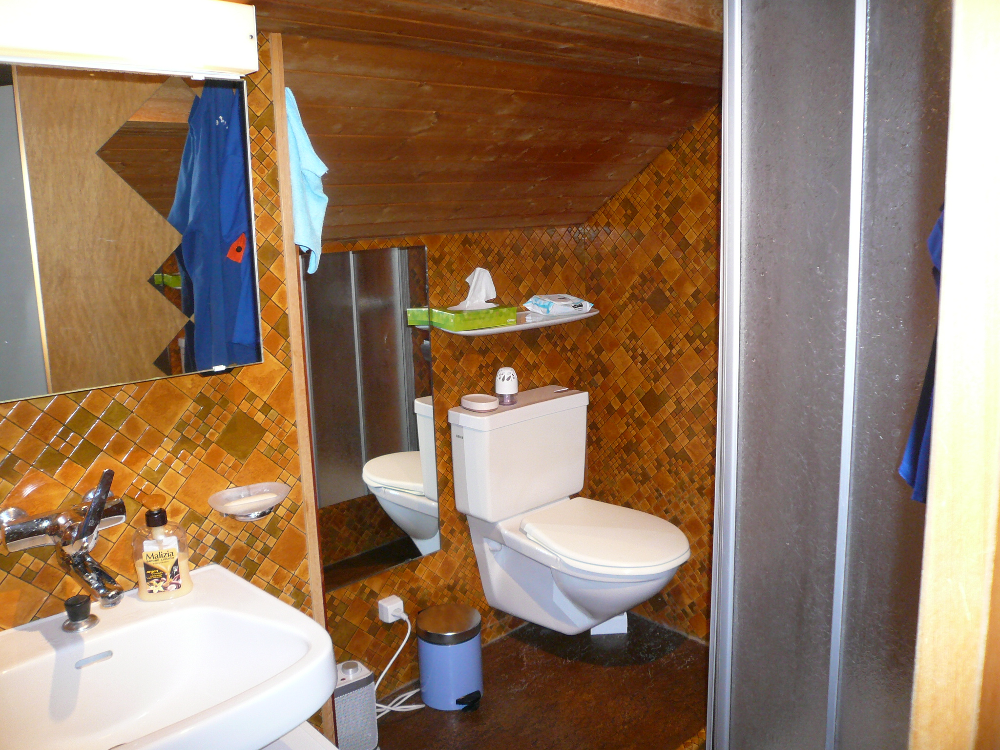 Kompaktes Dachgeschoss-Badezimmer mit WC und Waschtisch