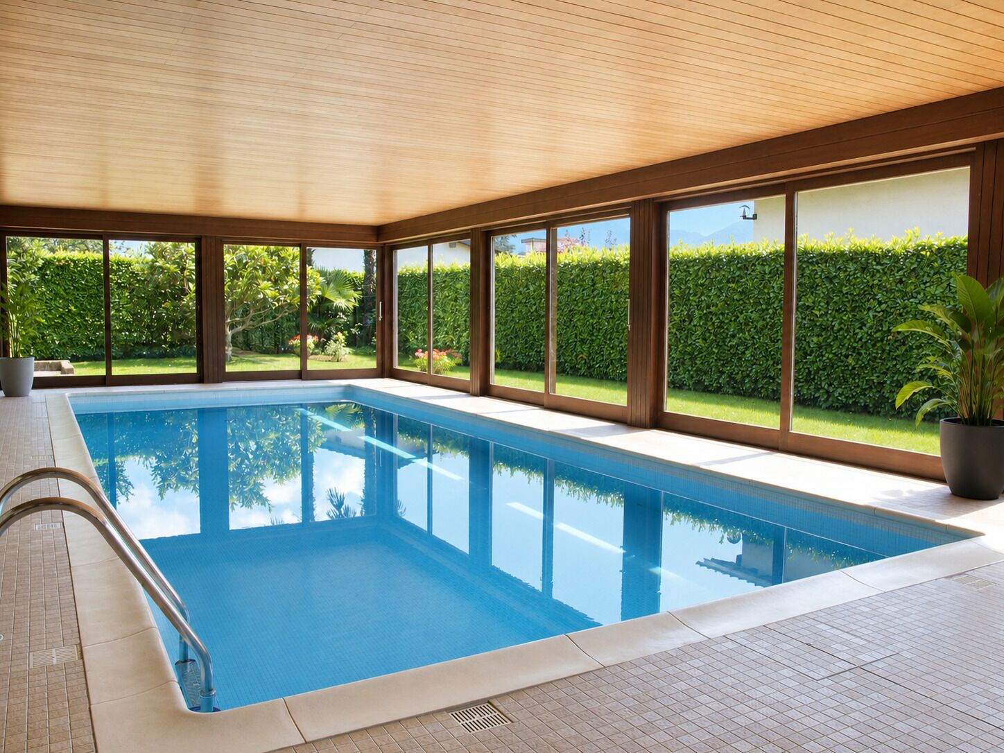 Indoorpool mit großem Fensterfront-Bereich