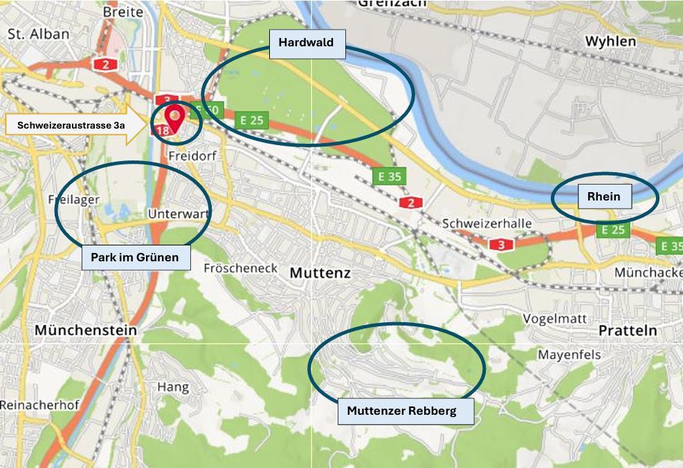 Kartenansicht mit markierten Wohnlagen
