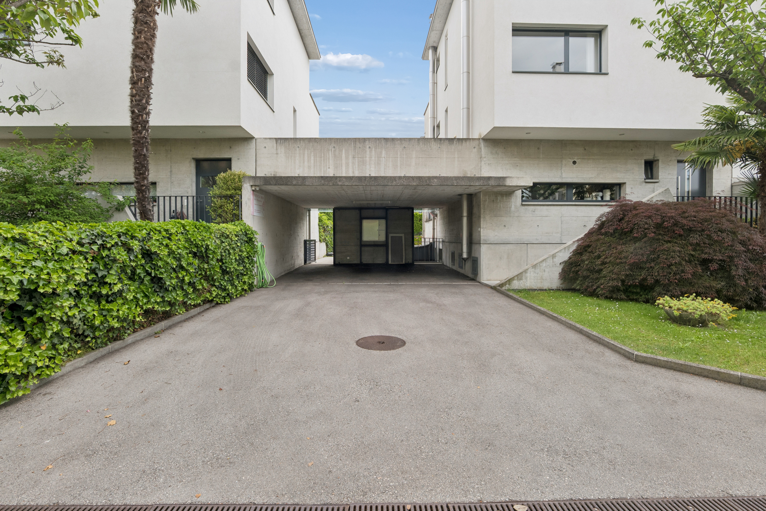 Moderne Zufahrt mit Carport