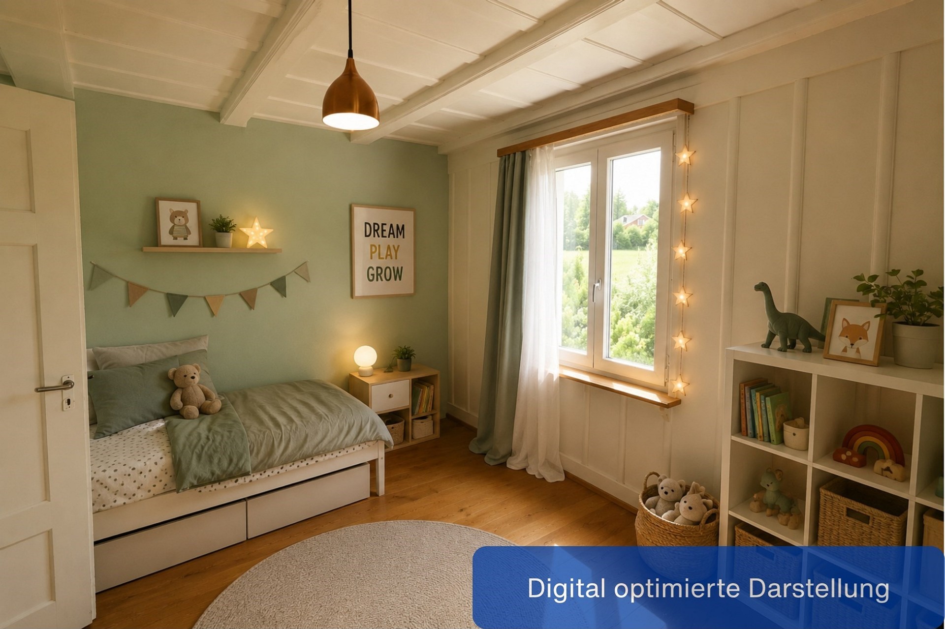 Gemütliches Kinderzimmer mit Tageslicht