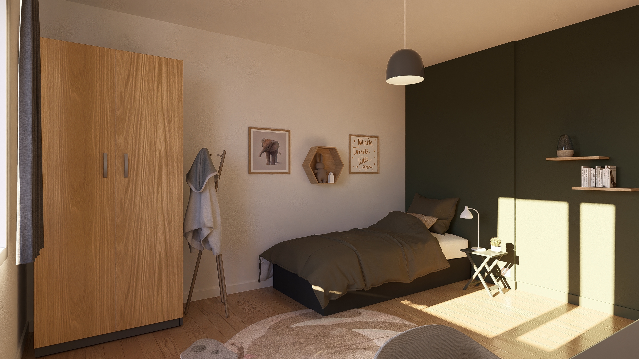 Gemütliches Kinderzimmer mit Tageslicht