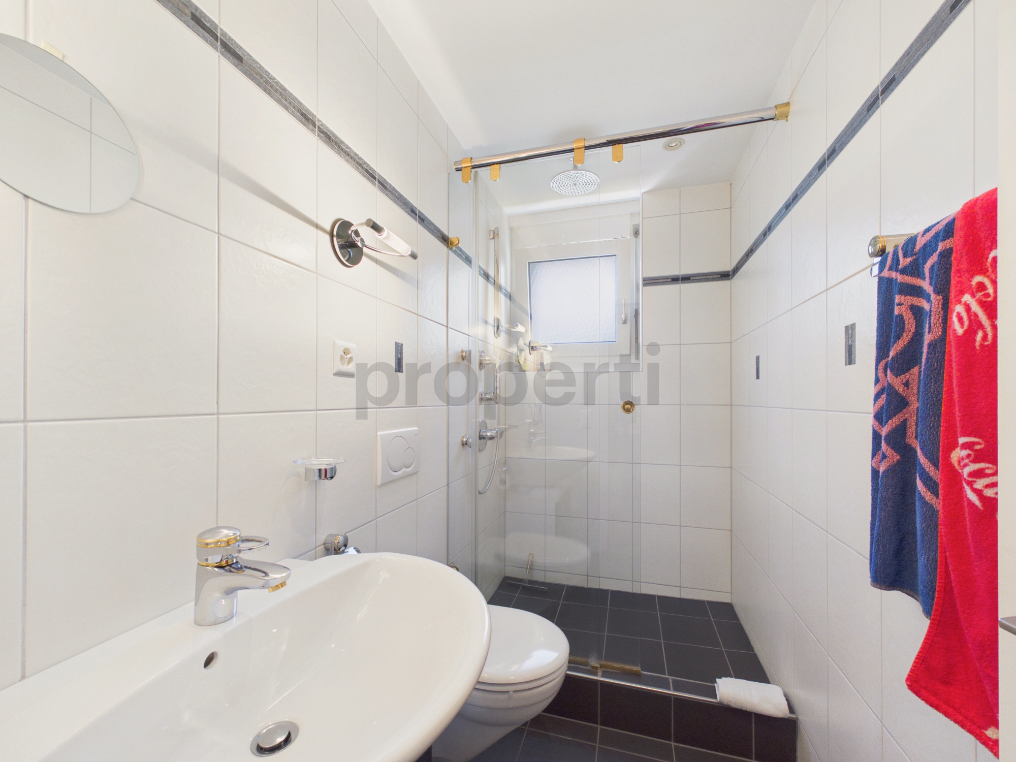 Modernes kleines Badezimmer mit Dusche und WC