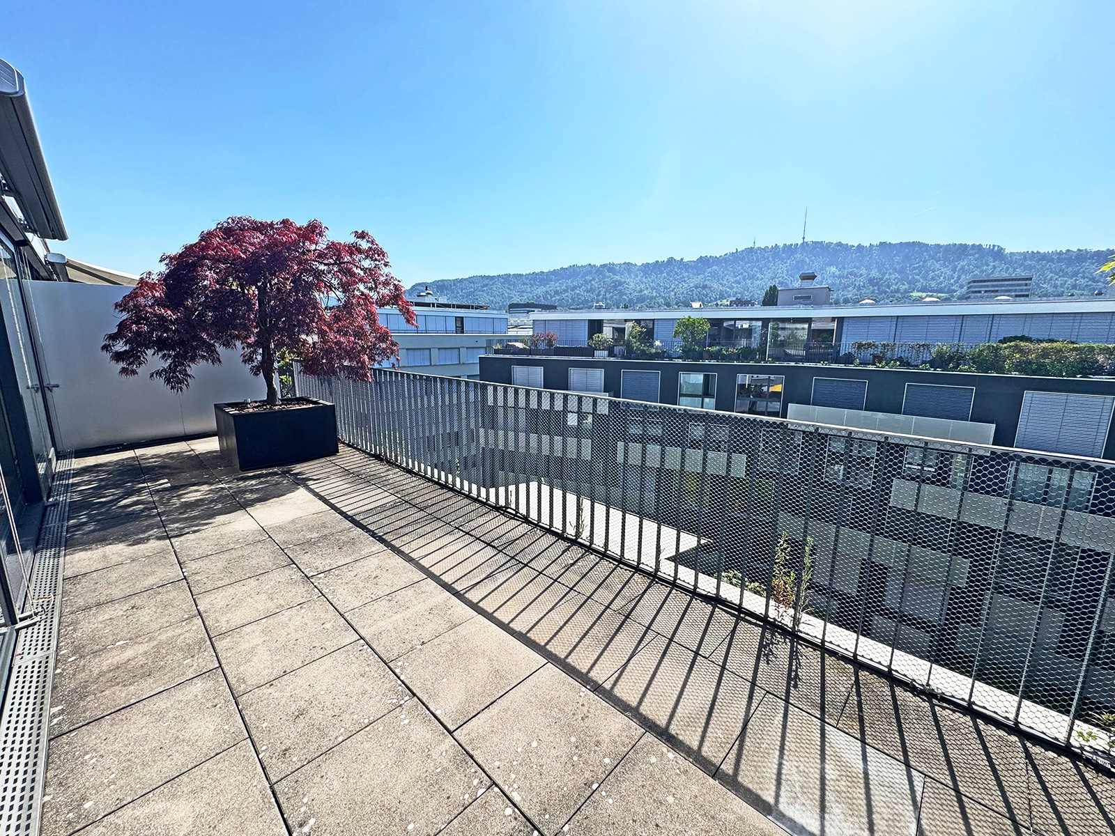 Große Dachterrasse mit Bergblick