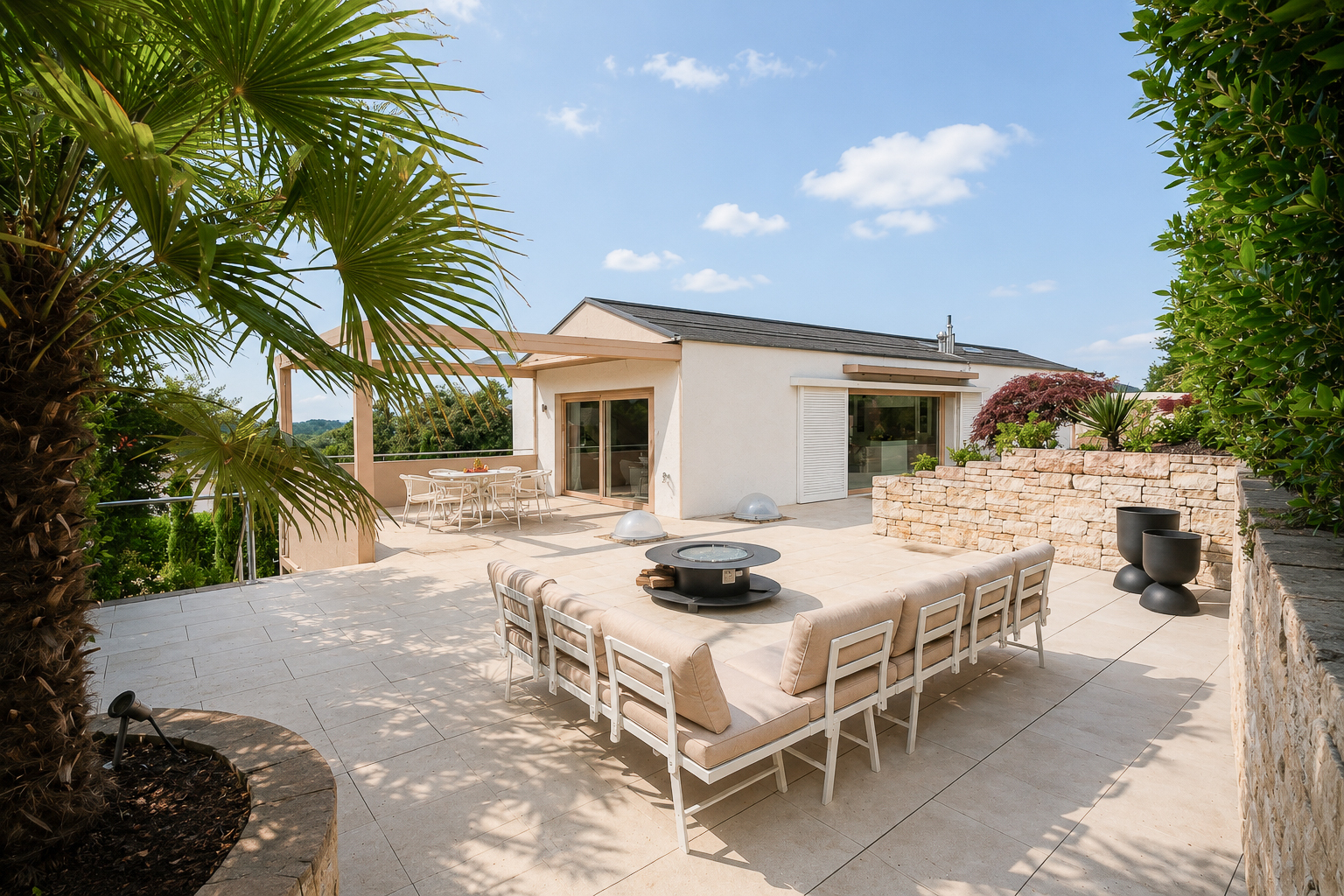 Großzügige Dachterrasse mit Lounge- und Essbereich