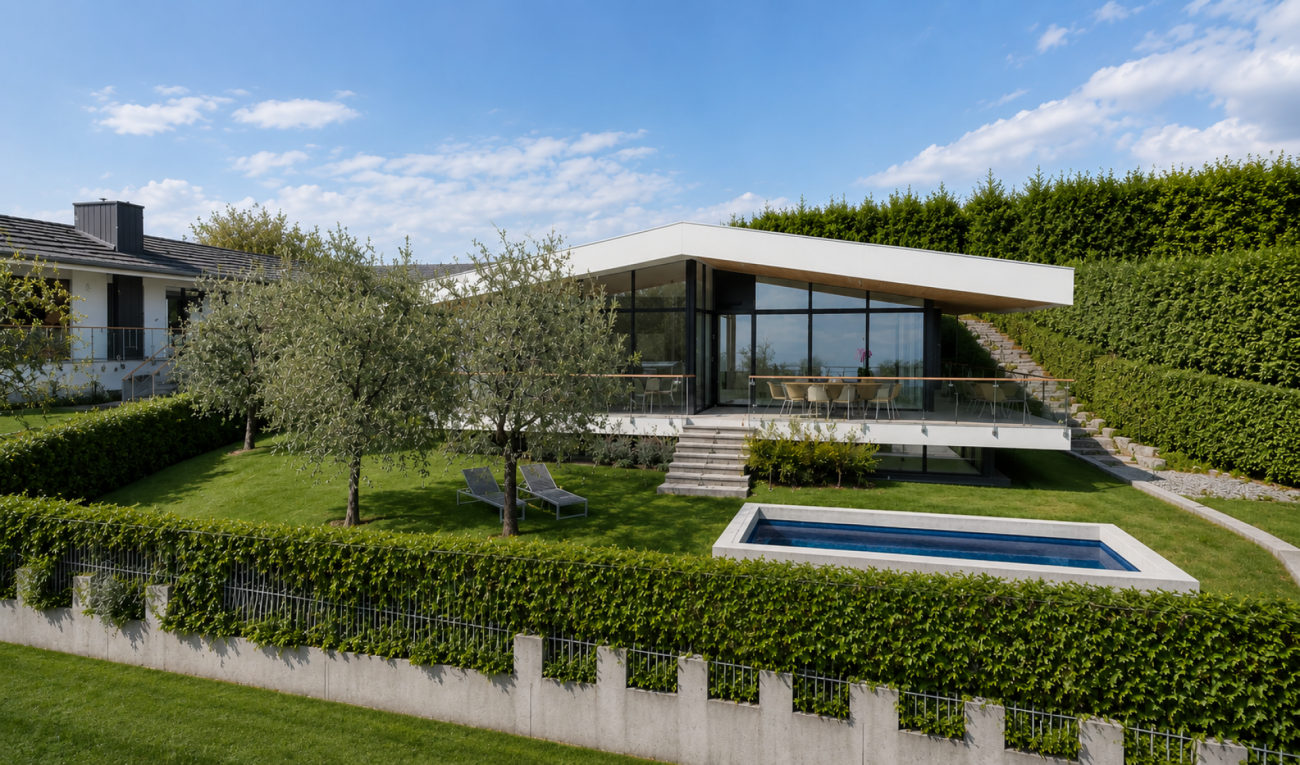 Modernes Haus mit Pool und Garten