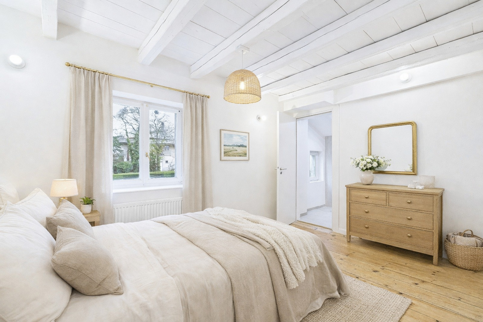 Helles Schlafzimmer im skandinavischen Stil