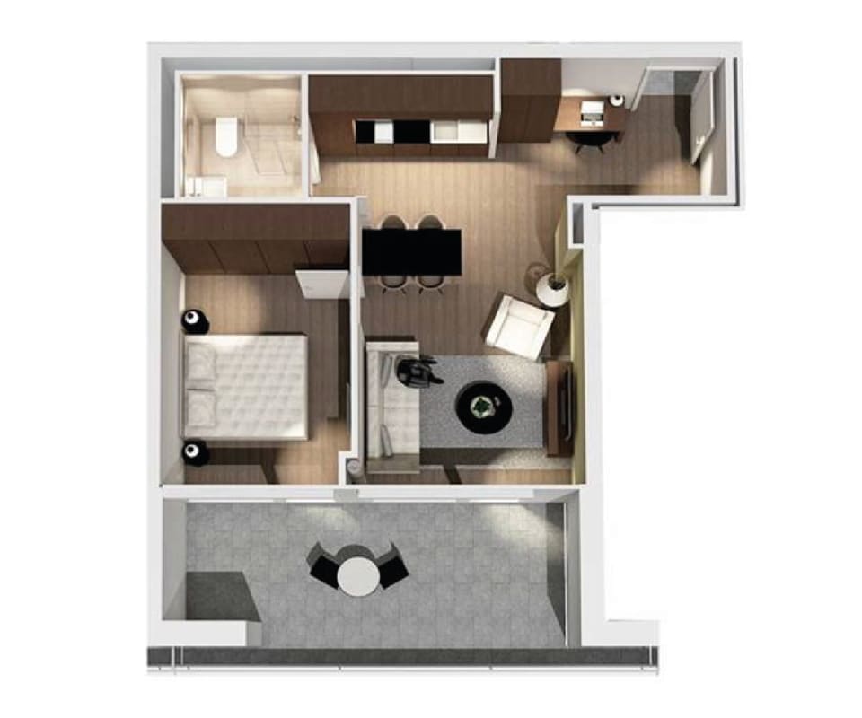 Grundriss einer kompakten Wohnung