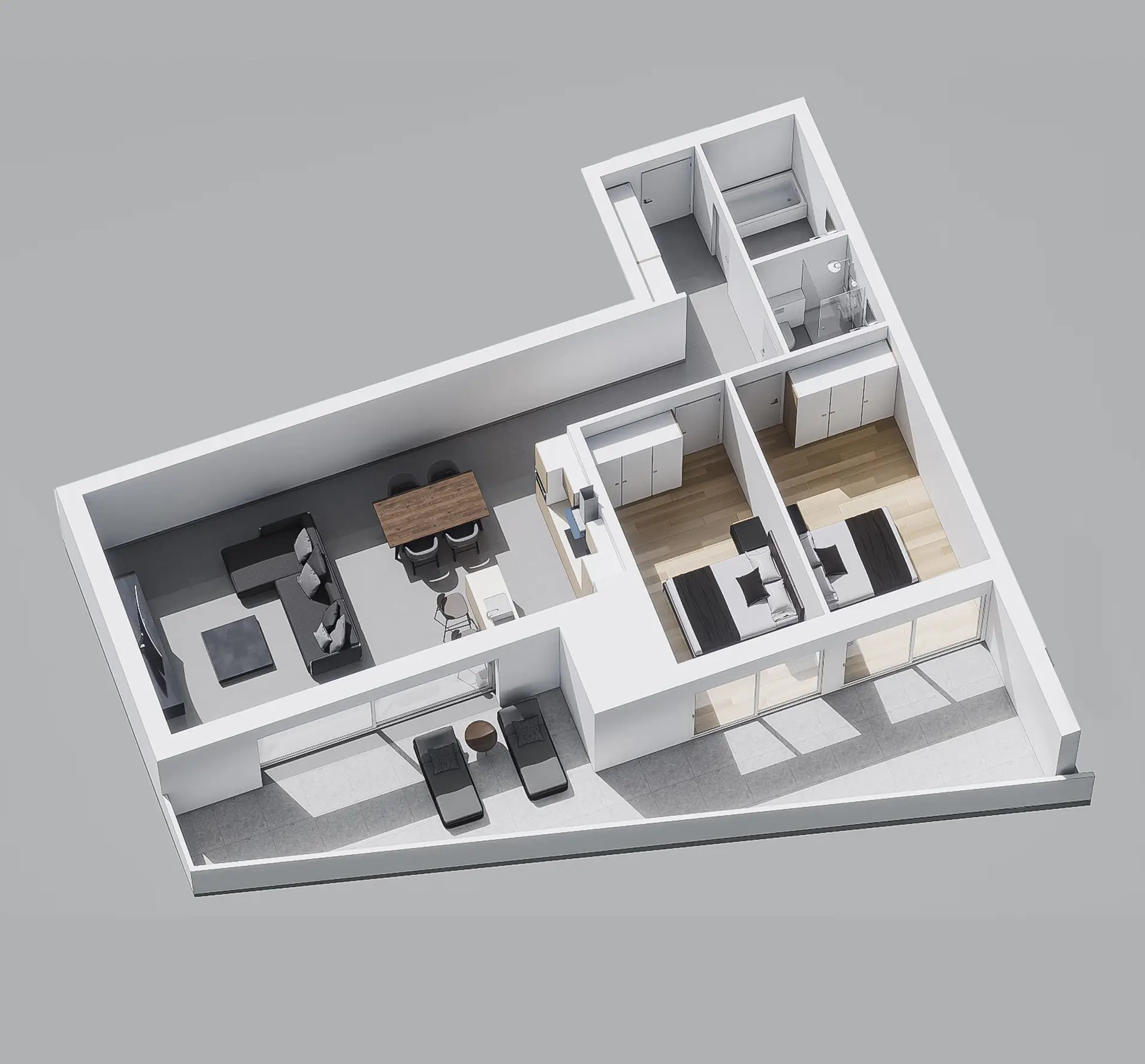 Grundriss einer Wohnung mit Balkon