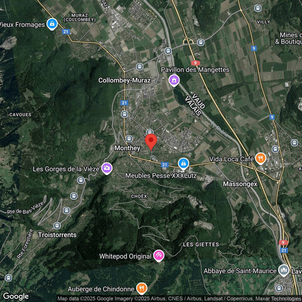 Satellitenkarte einer Region in der Schweiz
